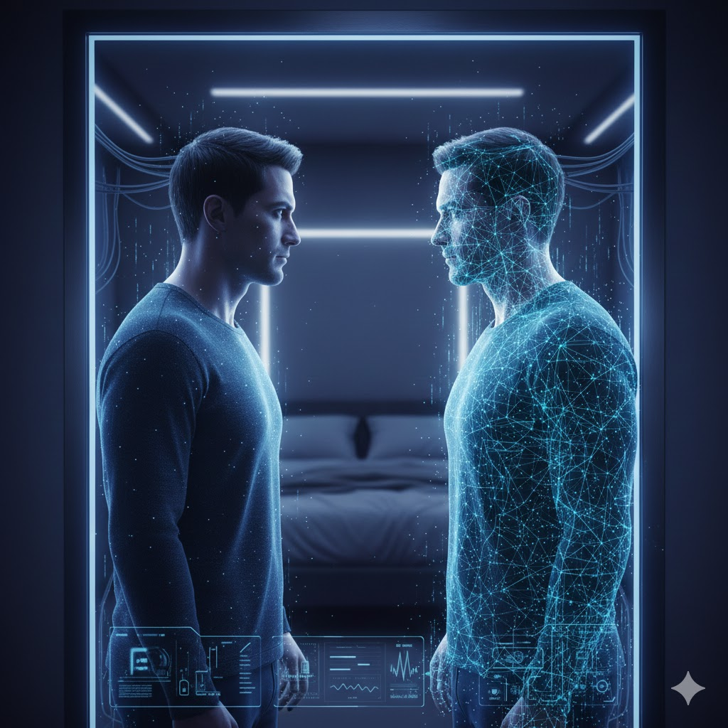 Digital twin concept - human and digital clone