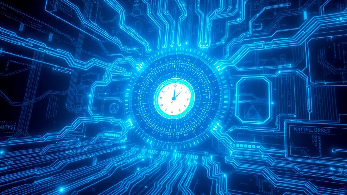 Digital clock in a quantum circuit — representing Mosca's Theorem
